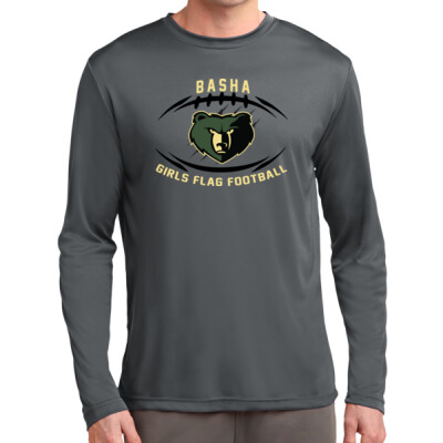 Adult Long Sleeve Drifit Basha Bear with Football Tee Thumbnail