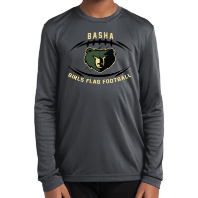 Youth Long Sleeve Drifit Basha Bear with Football Tee Thumbnail