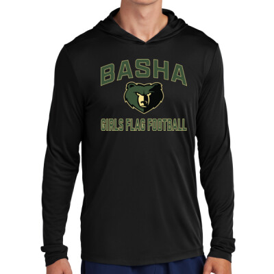 Adult Hooded Long Sleeve Drift Basha Bear Flag Football Tee Thumbnail