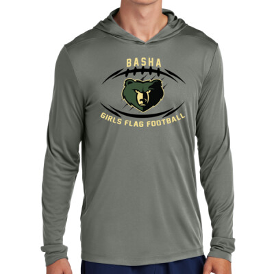 Adult Hooded Long Sleeve Drifit Basha Bear with Football Tee Thumbnail