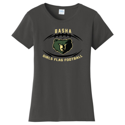 Ladies Basha Bear with Football Cotton Blend Tee Thumbnail